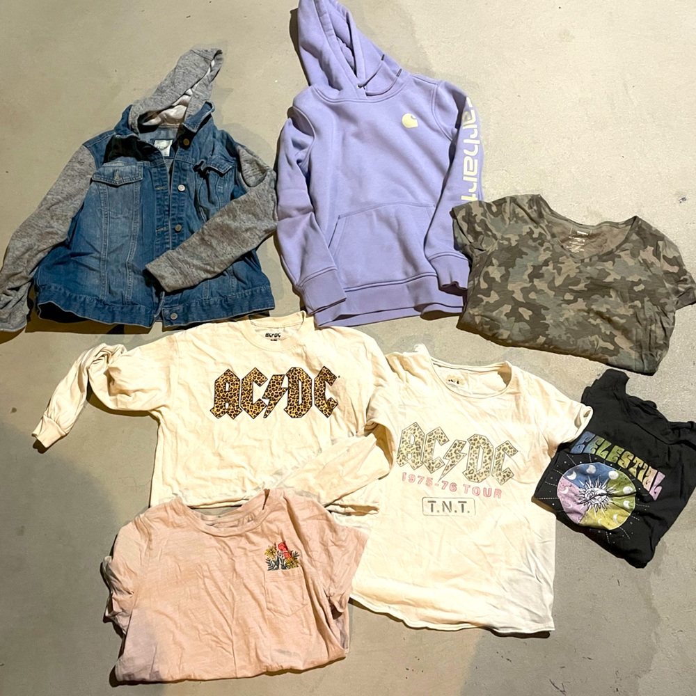 👧Girls/Boys  lot-12/14/16 Carhartt/AC/DC/ tshirt/jean jacket/ casual 
EUC